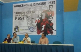 Sumohadi Marsis pada kegiatan workshop dan diskusi bola di Jakarta. Foto | Tribune OLahraga