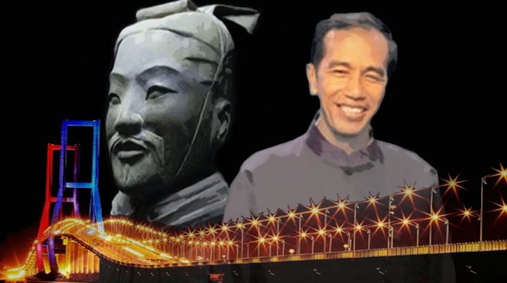Joko Widodo dan Patung Sun Tzu [Diolah dari Tempo.co, Kompas.com]