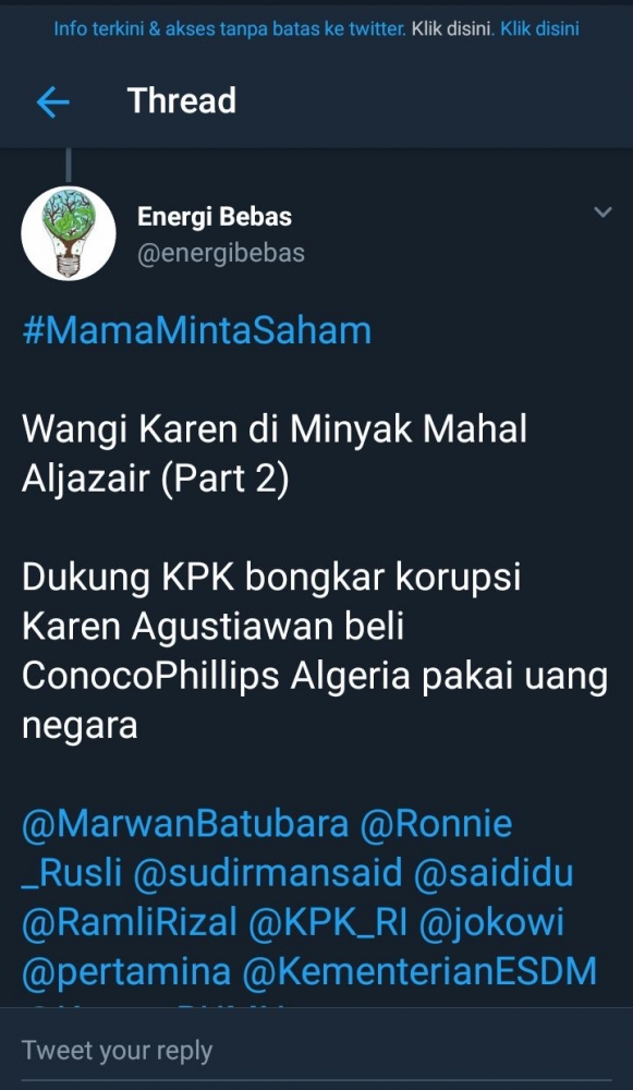 Tweet energi bebas (dokpri)