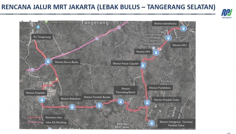 Rencana trase/ jalur MRT Lebak Bulus-Tangsel yang dibuat oleh BPTJ. (Dok. PT MRT Jakarta)