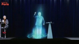 Penggunaan teknologi hologram di kampanye dan debat calon presiden Perancis yang lalu. Photo: Euronews