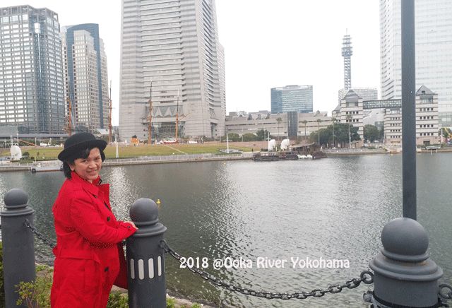 Dokumentasi pribadi | Aku dengan latar belakang Kota Metropolitan Yokohama, Jepang