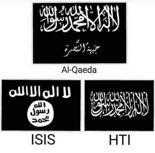 Ilustrasi bendera AlQaeda, ISIS, dan HT/SuaraIslam.co