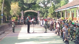 Suasana Upacara Hari Pahlawan Di SDN Kalikatir Kecamatan Gondang, Mojokerto