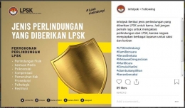 Info LPSK mengenai jenis perlindungan yang diberikan LPSK. (Foto: Instagram LPSK)