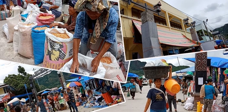 Ramainya Pasar Muara depan Pelabuhan Muara. (Foto Ganendra)