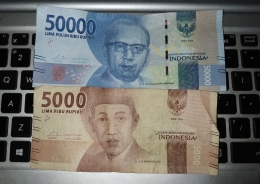 Perbedaan Uang Rp 50.000 dan Rp 5.000 - Dokumentasi Pribadi