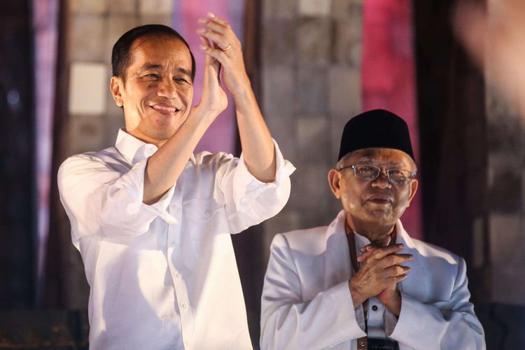 Pasangan Capres Nomor urut 01 Jokowi-Ma'ruf Amin. Foto: KOMPAS.com/Garry Andrew Lotulung