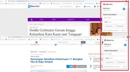 Screenshot perbandingan iklan pada browser laman berita - Dokumentasi pribadi