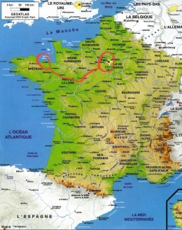 Jalur perjalanan yang ditempuh dari Paris ke St.Malo (peta : fle-etc.over-blog.com)