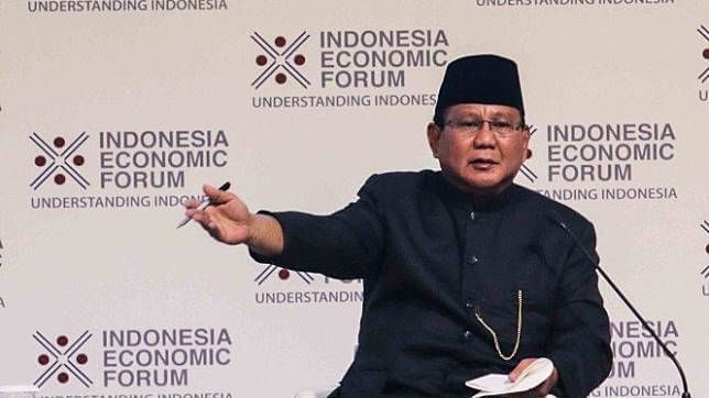 Prabowo berpidato dalam acara Indonesia Economic Forum di Hotel Shangri-La, Jakarta (21/11) / Viva