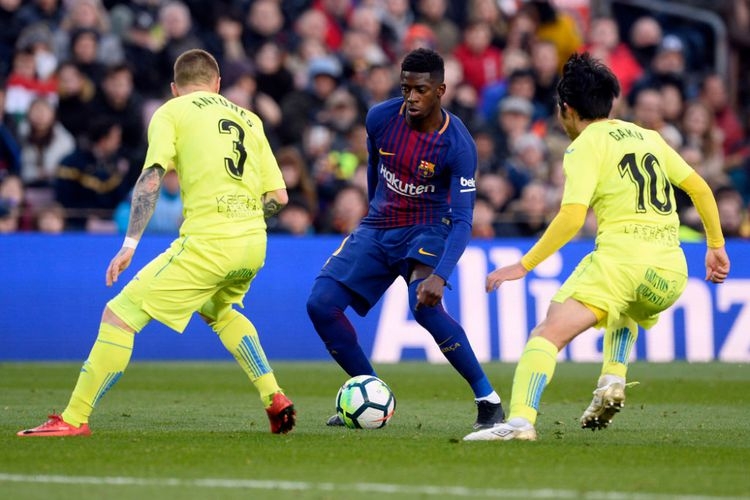 Pemain sayap Barcelona Ousmane Dembele. (AFP/Josep Lago) 