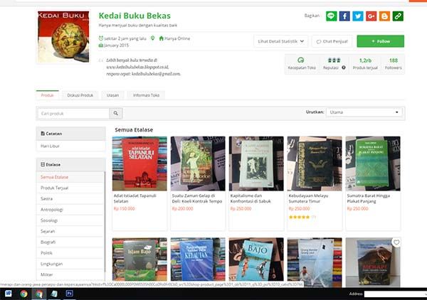 Kedai Buku Bekas di Toko Pedia