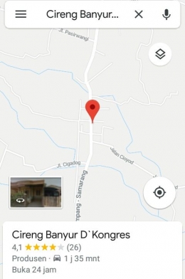 Tangkapan layar google map. 