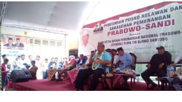 Djoko Santoso saat peresmian posko relawan Prabowo-Sandiaga. Foto: detik.com