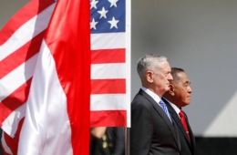 Menteri Pertahanan Ryamizard Ryacudu dan Menhan AS James Mattis di Washington DC, Amerika Serikat/japantimes.co.jp