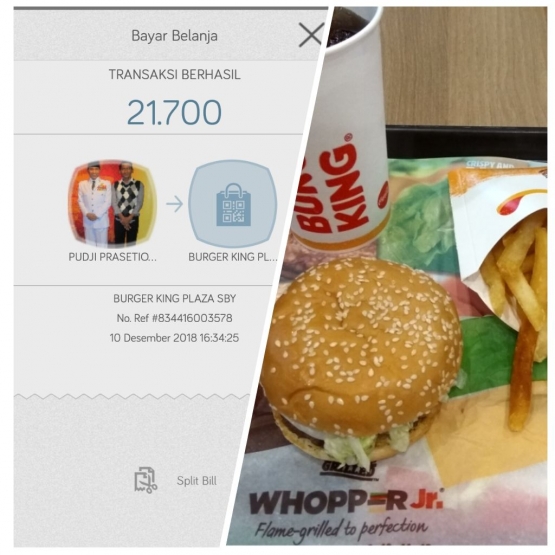 Pemanfaatan benefit promo dari Sakuku di merchant Burger King dengan harga sesuai promo yang tidak meleset sama sekali (Dok. Pribadi)