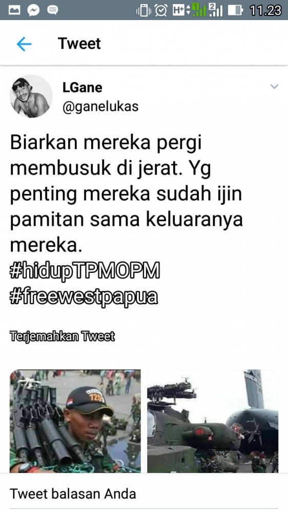 Aktivis Pembela Opm dengan Tagar #FreeWestPapua.dokpri