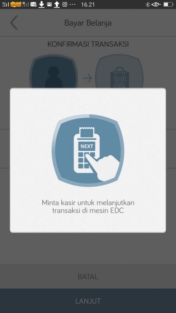 Tampilan setelah bayar belanja. (Dok Ganendra)