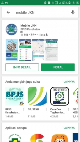 Ilustrasi: Aplikasi Mobile JKN di Play Store (dokpri)