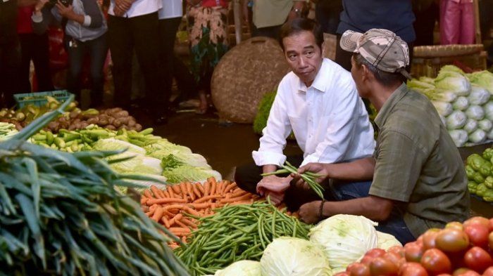 Jokowi bersama pedagang pasar (Biro Pers Setpres/Laily Rachev)