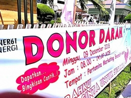Spanduk Donor Darah di Pertamina Banda Aceh (dokpri)