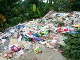 Sampah bertumpuk di halaman BKN Makassar (dokpri).