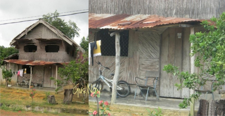 Contoh rumah rakyat berdinding kayu bulat (Dokpri)