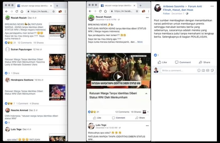 Sebaran Konten Tidak Sesuai Konteks dari Forum Anti Fitnah Hasut dan Hoaks di Facebook - Screenshot Dokumentasi Pribadi