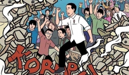 Karikatur Jokowi Lawan Korupsi. (Ilustrasi: Twitter Jokowi)