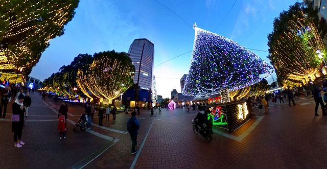 Pohon Natal besar di Kompleks Sanrio Puroland, Tokyo (Dokumentasi Pribadi)