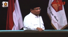 Pidato Prabowo saat Konfernas Partai Gerindra  di SICC. Gambar: GerindraTV