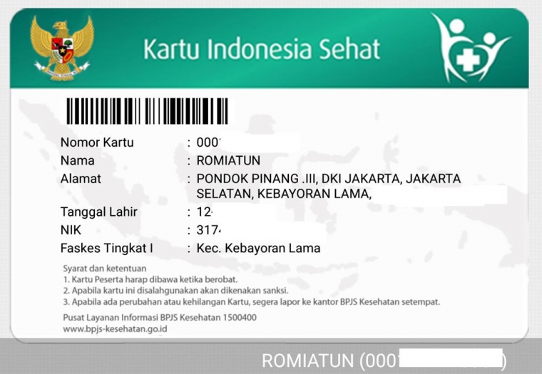 Deskripsi : Kartu JKN-KIS ibu daku dari aplikasi JKN Mobile I Sumber Foto : JKN Mobile
