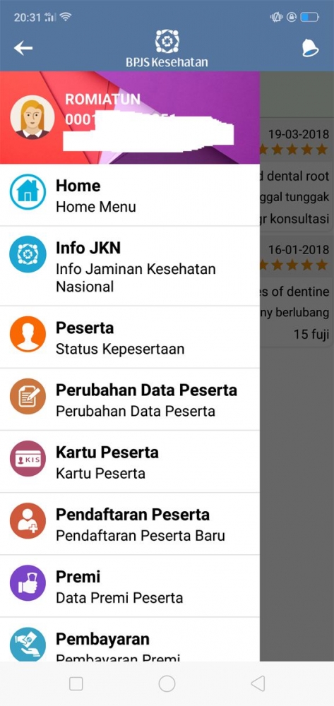 Deskripsi : Fitur-fitur di JKN Mobile I Sumber Foto : dokpri