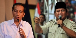 Jokowi dan Prabowo sedang berpidato. Sumber: Merdeka.com