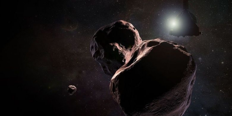 Ilustrasi New Horizons melintasi Ultima Thule atau MU69 yang terletak di sabuk kuiper.