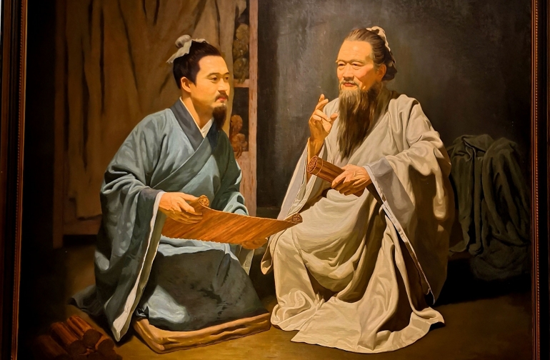 Nabi Kongzi sedang berdiskusi dengan salah satu muridnya (approximatelyforever.com)