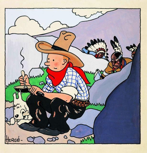 Stereotipe penduduk asli Amerika di Tintin in America. Sumber:AHOMINA all of art 