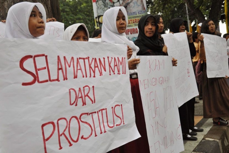 Aksi menentang prostitusi/Foto: Republika