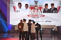 Pelaksanaan debat pertama Capres & Cawapres Pemilu 2019 (Foto: Antara Foto/Sigid Kurniawan)
