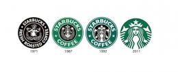 Evolusi logo Starbucks. sumber gambar: https://flauk.com