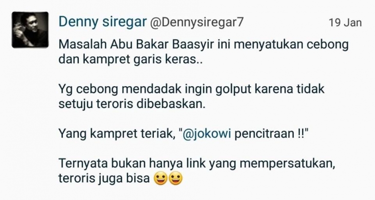 Tweet Denny Siregar