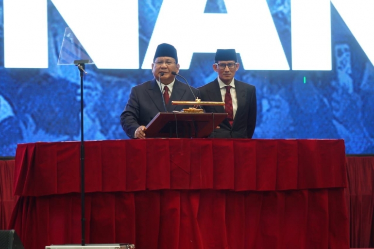 Prabowo dan Sandi dalam Pidato kebangsaan doc. gerindra