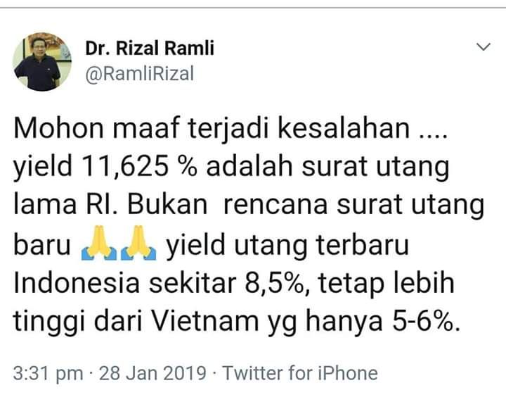 Screenshoot Tweet @RamliRizal
