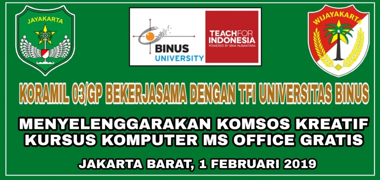 Spanduk pelatihan komputer gratis dari TFI Binus University