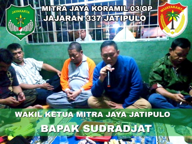 Wakil Ketua Mitra Jaya Jatipulo Bapak Sudradjat sedang berikan arahan dan sambutan