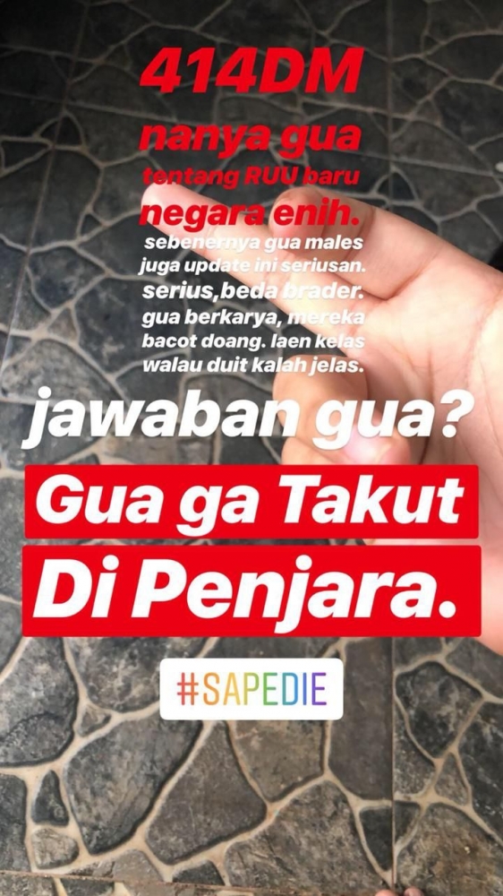 (Instastory milik musisi AMEL D, Rabu 6-2-19-Save Picture@therealameld)