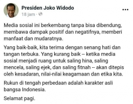 capture SS dari akun resmi Presiden Joko Widodo 