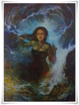 Lukisan Nyai Roro Kidul (Sumber: Lukisan Basoeki Abdullah, Tema Dongeng, Legenda, Mitos, dan Tokoh)