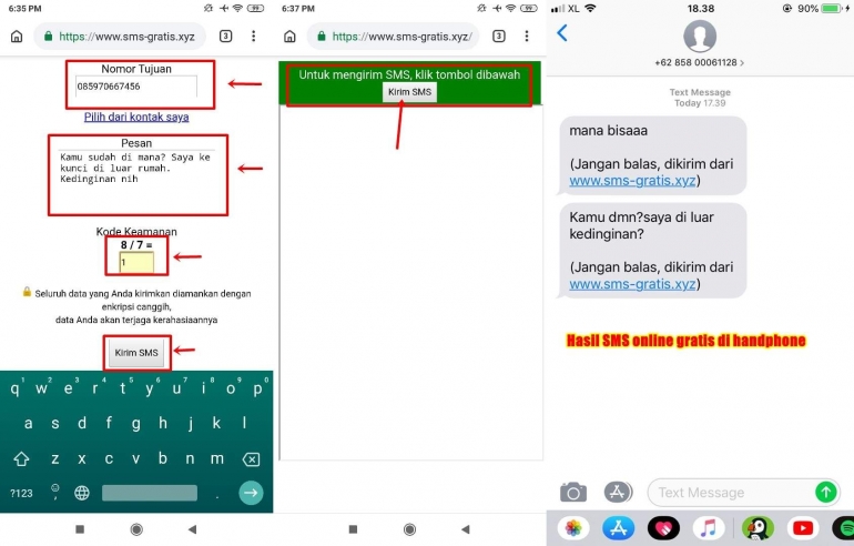 cara kirim sms online